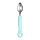 Kitchen Baby Fruit Scoop Stainless Steel Long Handle Sawtooth Spoons (Blue) A