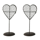 2Pcs Rustic Iron Wire Heart Frame Stand Succulent Pot Metal Hanging Planter