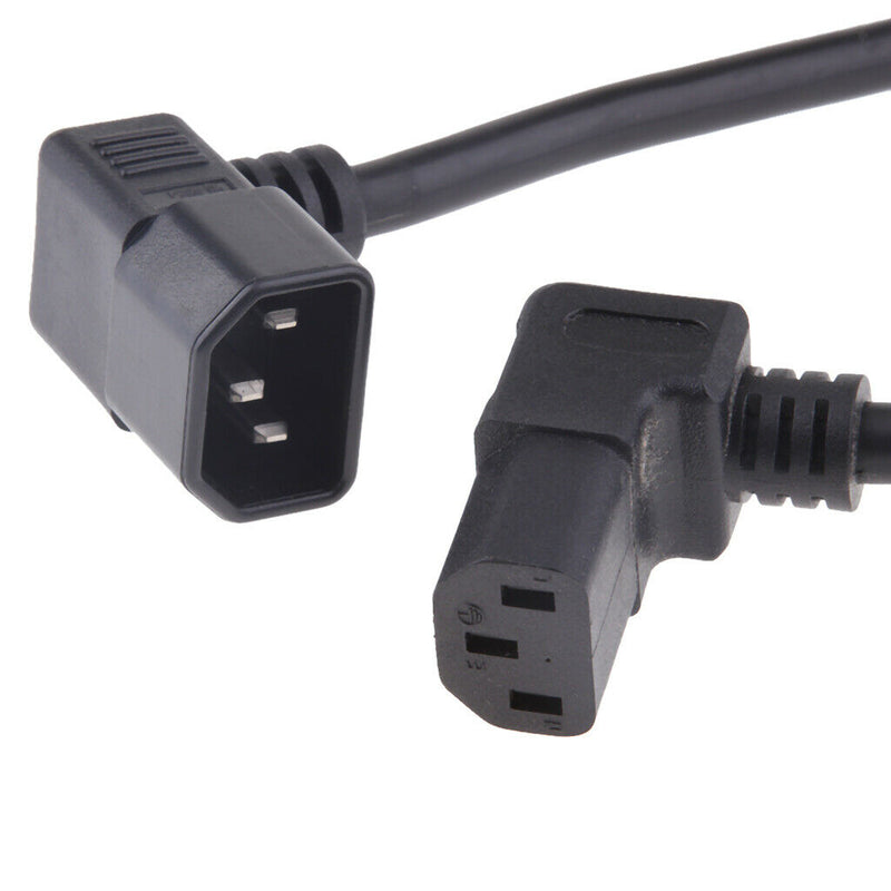 2Pcs IEC 320 C14 Male to C13 Female Converter PDU Power Lead Angle Cable 23"