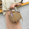 Women's Beach Handbag Straw Shoulder Bag with Handles and Silk Ribbon Bucke B6D7