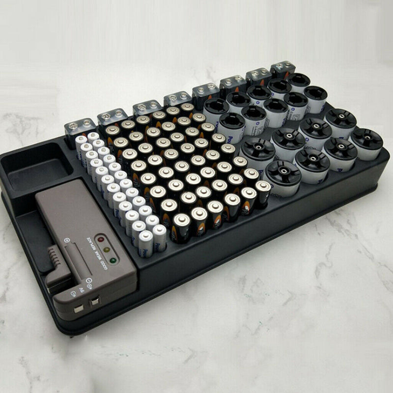 100 Battery Caddy Storage Plastic Holder Rack Organizer  AAA AA D C 9V