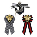 3pcs Striped Fabric Brooch Pin Necktie Pre-tied for Lady Women Shirt Decor