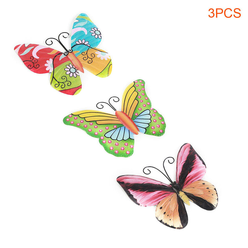 3pcs Iron Butterfly Home Decor Sculpture Bedroom Indoor Outdoor Wall Art Office