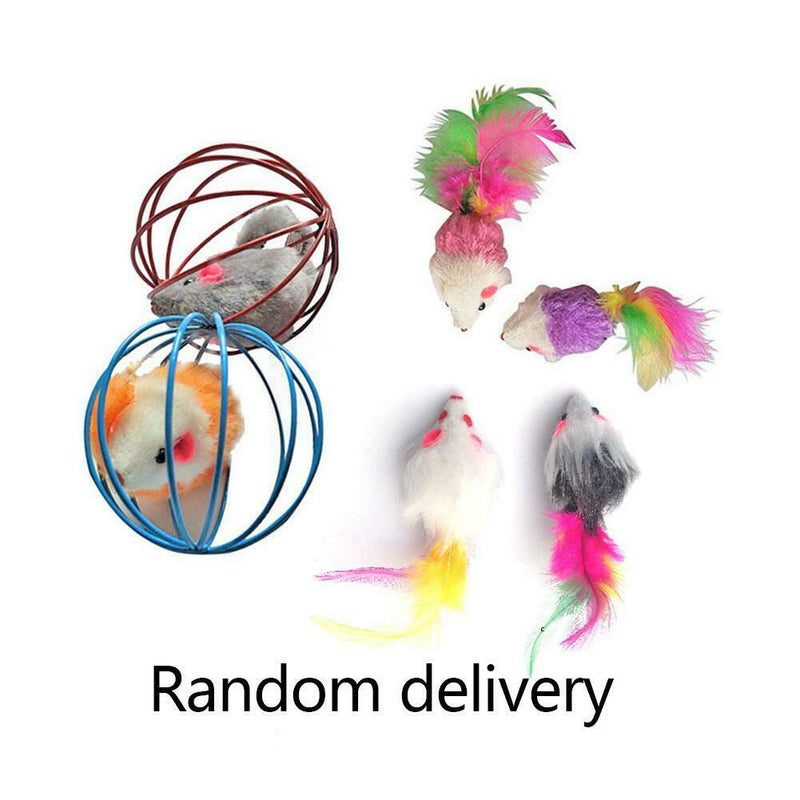 6pcs/Set Fur False Plush Mouse Cage Pet Cat Feathers Rat Interactive Toys