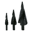 3pcs HSS Step Drill Bit Set Spiral Cutter Tools Change Speed Black 4-32mm