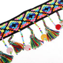 1 Yd Ethnic Style Colorful Pom Pom Ball Beads Lace Tassel Ribbon Fringe Trim