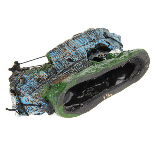 Aquarium Ornament Sunken Ship Wreck Fish Tank Cave Decoration Destroyer XTC