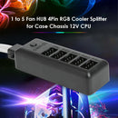 1 to 5 Multi Way Fan HUB 4Pin RGB Cooler Splitter Adapter for Desktop PC Case