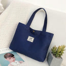 Women Travel Canvas Handbag Casual Letter Print Lunch Shopping Bag (Blue)
