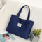 Women Travel Canvas Handbag Casual Letter Print Lunch Shopping Bag (Blue)