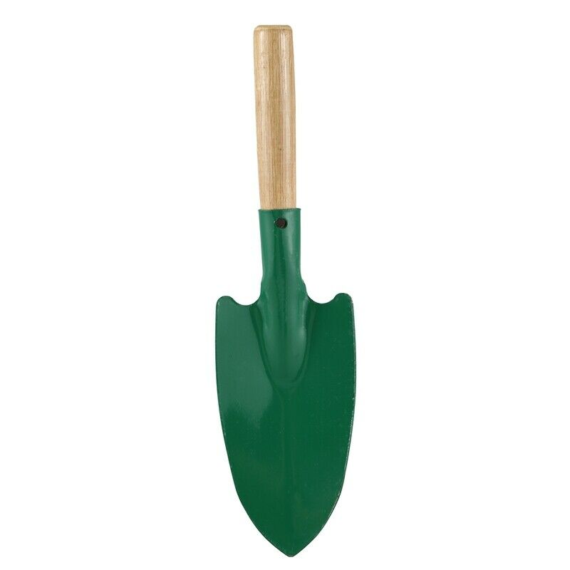Wood Grip Metal Shovel Trowel Garden Yard Hand Tool 10 inch Green