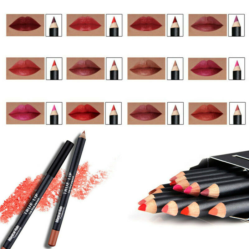 12pcs /12Colors Professional Lipliner Makeup Waterproof Lip Liner Penc OCQ