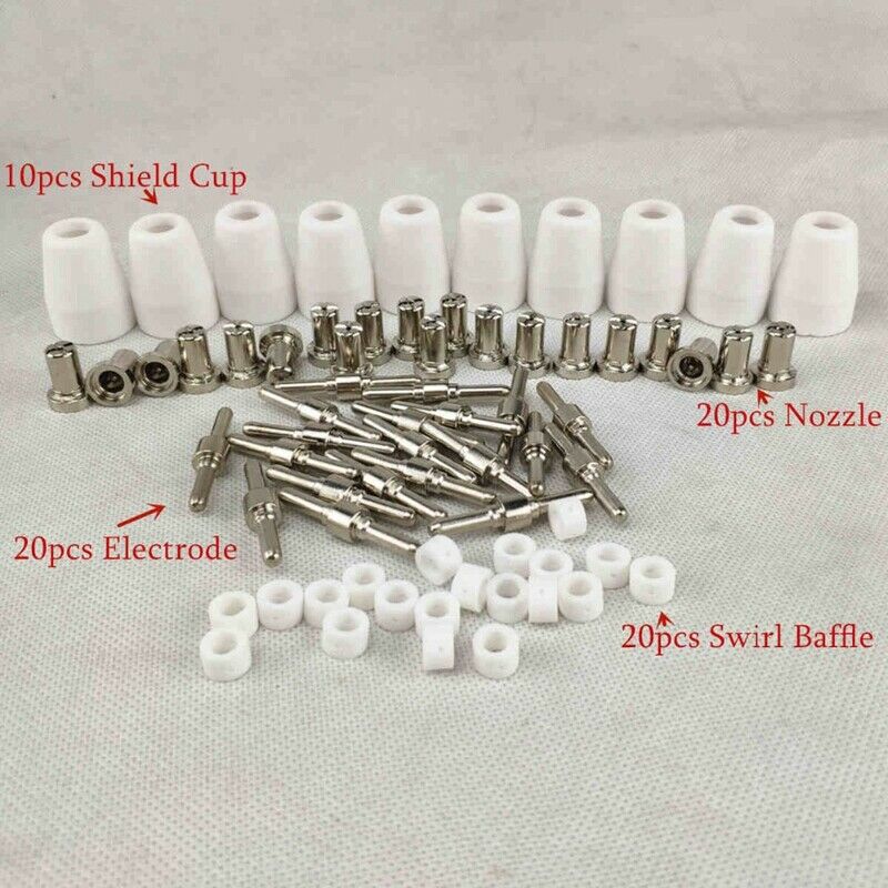 70Pcs Plasma Cutting Torch Consumable Cutting Extended Long Shield Cup Swir I1T4