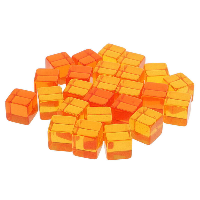 25 Pieces D6 Six Sided Transparent Blank Dices Board Game Transparent Orange