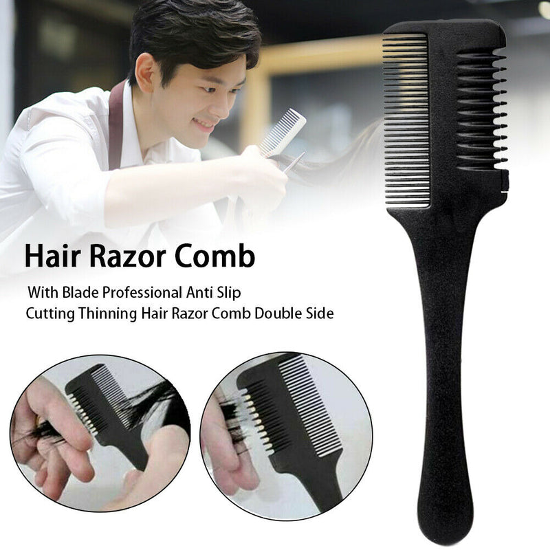 Hair Razor Comb Double Side Cutting Thinning Radian Design DIY Sharp With Blade