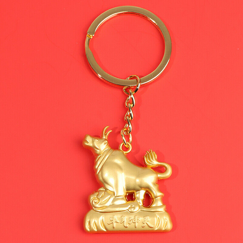2021 Chinese Ox Year Lucky Pendant Creative Fortune Keychain Propitious Gift_kz
