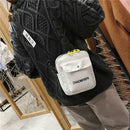 Letter Print Sports Shoulder Handbags Unisex Canvas Crossbody Bags (White)