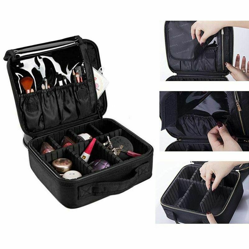 Portable Mini Travel Make Up Cosmetic Bag Case Large Capacity Double Layer  R6T1