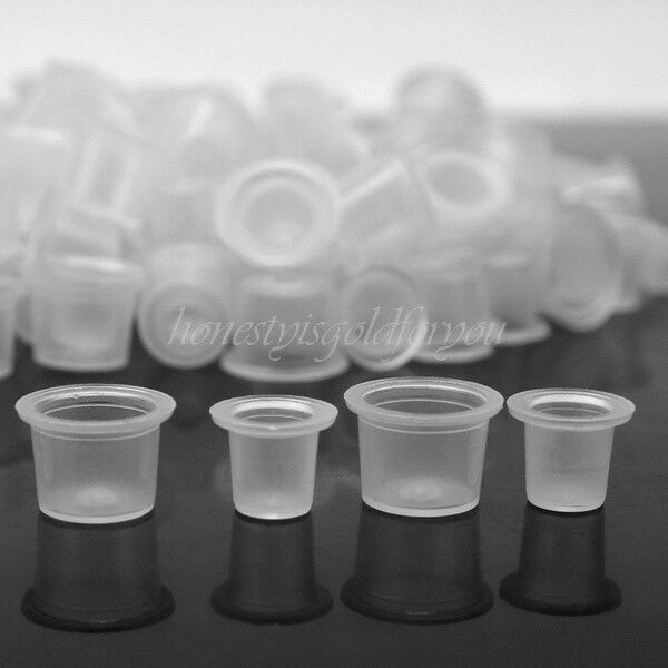 New 200 Pcs Plastic Tattoo Ink Pigment Cups Holder Medium & Small 100 Each