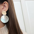 Fashion Round Shell Drop Dangle Earrings Metal Geometric Earrings For Women