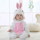 Rabbit Design Flannel Rompers Baby Kid Long Sleeve Hooded Jumpsuit (13-18M) A