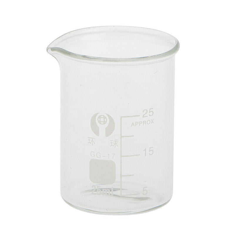 25mL Glass Graduated Low Form Beaker, 5mL Graduation Interval