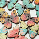 5X(50pcs 2 Holes Mixed Butterfly Wooden Button Sewing Scrapbooking DIY Cra E8X4)