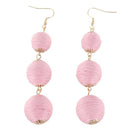 Fringe Earrings Triple Ball Thread Wrapped Stud Earring Long Tassel For Wom
