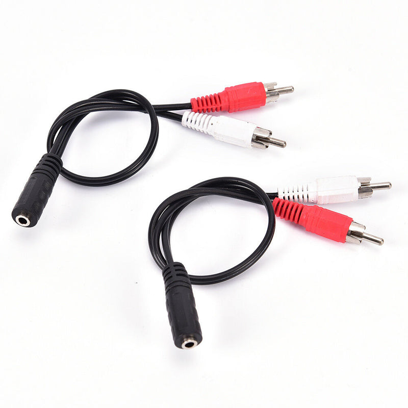 2-RCA Cable Male Plug to 3.5mm Female Aux Audio Headphone Jack ConverterAdapt JR
