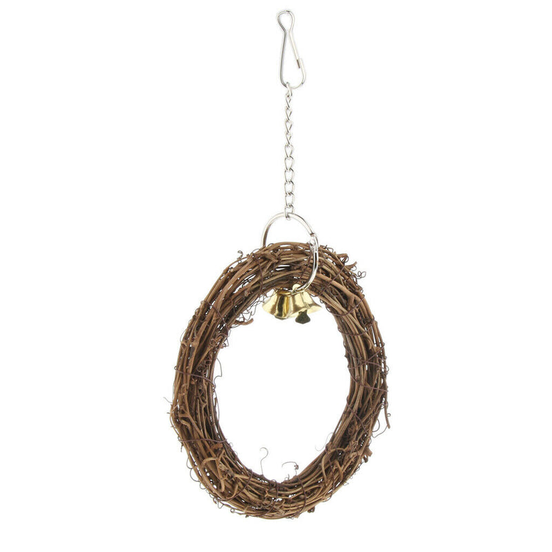 Bird Parrot Natural Rattan Swing Ring Hanging Pet Parakeet Budgie Cockatiel Cage