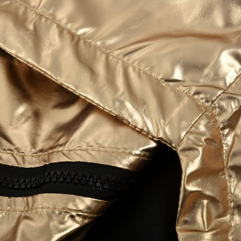 Women Spring Autumn Hoodie Long Sleeve Sweatshirt Golden PVC Raincoat Zippe P6Y6
