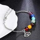 7Chakra Colorful Beads Bracelet Lotus Pendant Energy Yoga Ankle Chain Jewelry FT
