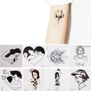 5 Sheets Old School Style Gun Women Black White Face Temporary Tattoo StickME