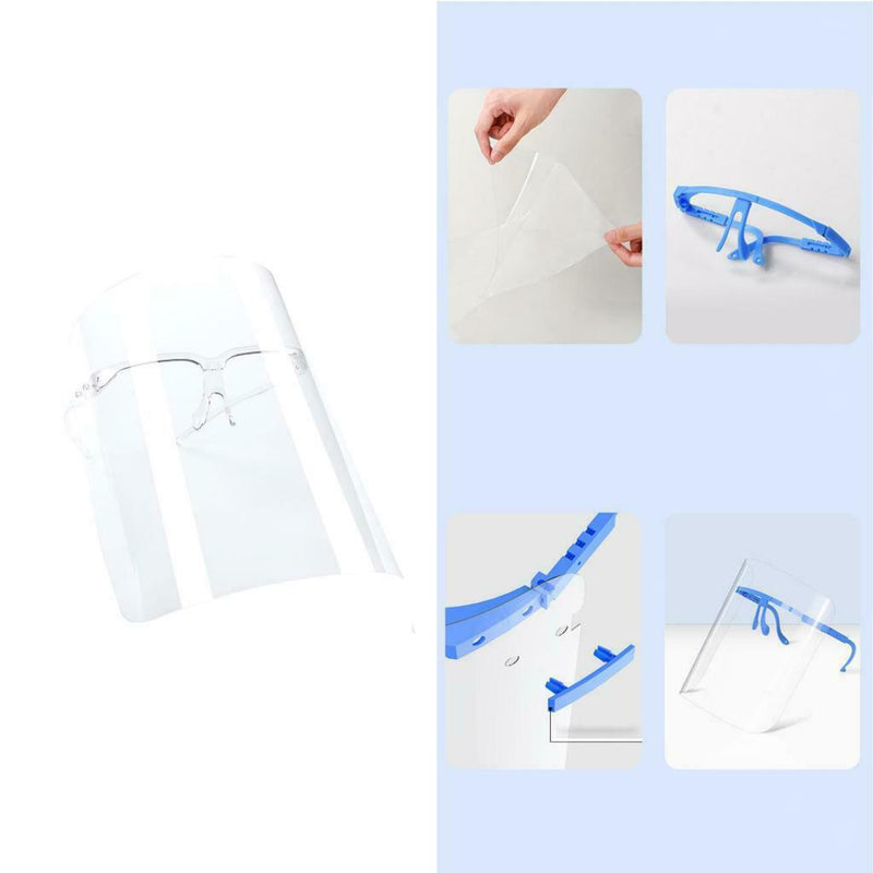 7Pcs Transparent Full Face Shield Anti-Splash Anti-fog Face Frame Glasses