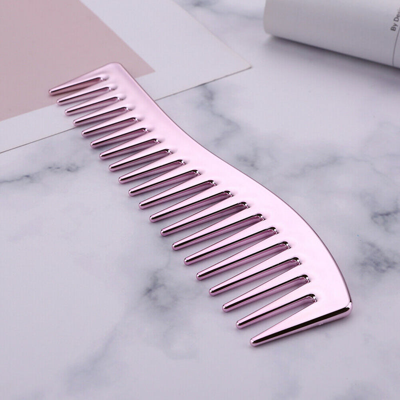 Electroplating Hairdressing Comb Hair Brush Large Wide Tooth Combs (Pink)