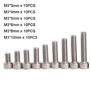 60Pcs M3*3~10mm Allen Bolts Socket Cap Screws Hex Head Kit - A2 304 Stainless