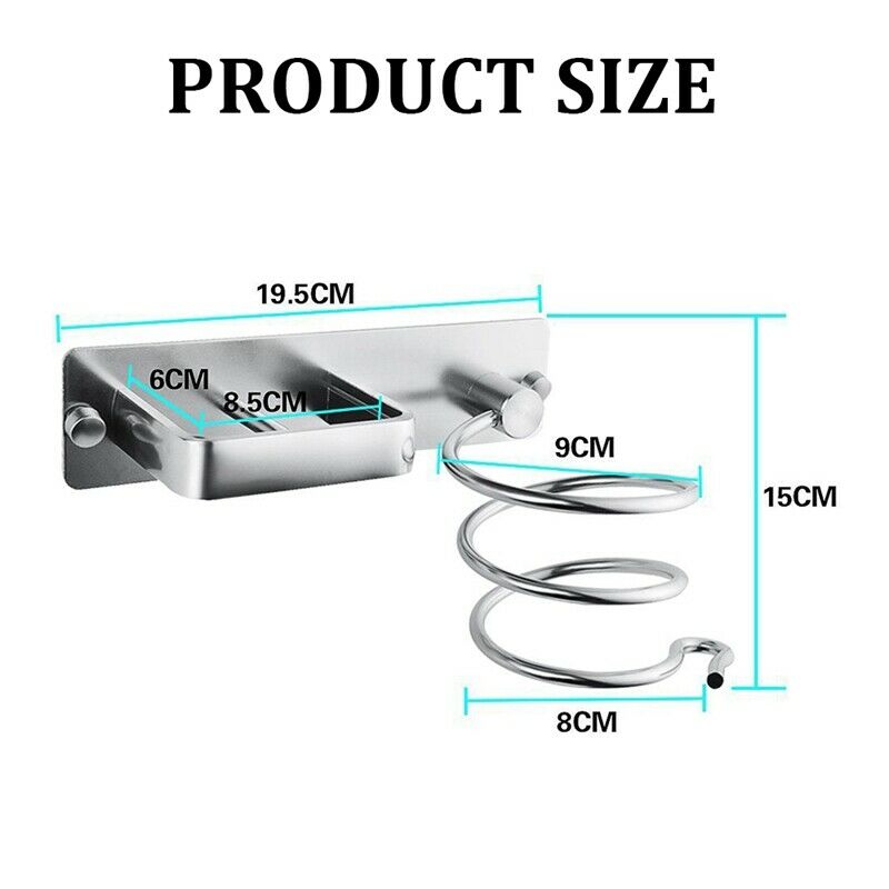Aluminum Wall Mounted Hair Dryer Rack Organizer Hair Dryer Straightener Hol S3N1