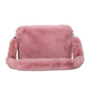 Women Plush Messenger Bag Big Capacity Fluffy Shoulder Handbags (Pink)