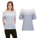 Sexy Lace Batwing Short Sleeve Loose Top Fashion Women Casual T-Shirt Blouse New