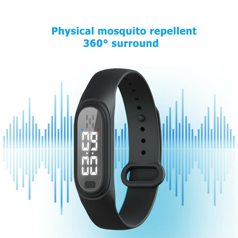Q2 Ultrasonic Mosquito Repellent Watch Anti Pest Bug Drive Bracelet (Black)