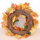 Pumpkin Pine Cone Berry Wreath Round Garland Wall Hanging Decor for Christmas