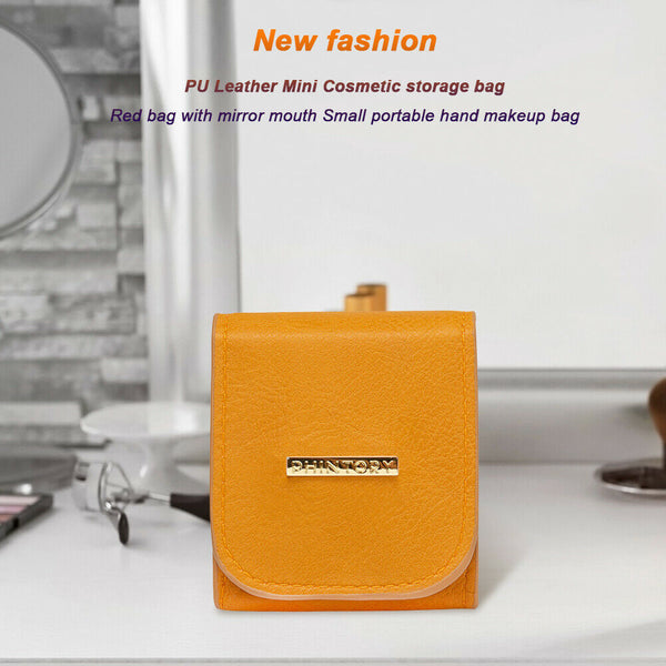Mini Lipstick Bag PU Portable Travel Cosmetic Makeup Case Pouch (Orange) A#S