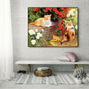 DIY Flower Cats Oil Painting By Numbers Kit Canvas Digital Wall Art Picture