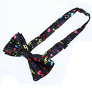 Stylish Black Bottom with Colorful Musical e Design Bow Tie For Men P2P8