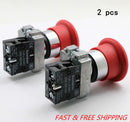 2PCS Emergency Stop Switch Red 600V 1 NC 10A Contacts  E-stop Twist Release P Gw