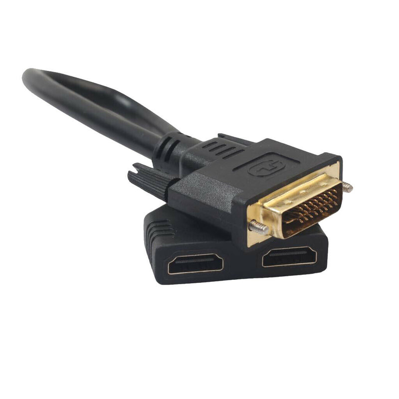 1080P DVI 24+1 Pin Male to Dual HDMI Female Splitter Cable for PC Monitor