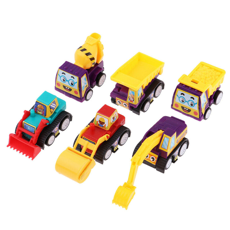 6 Pieces 2" Assorted Pull Back Vehicles for Kids - Fun Gift Party Giveaway