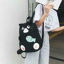 Fashion Cat Print Travel Backpacks Women Canvas Shoulder Top-handle Bags