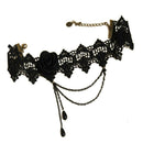 90's Punk Goth Choker Necklace Harajuku Black Lace Flower Charm Chain Neck