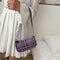 Retro Plaid Women Shoulder Underarm Bag Chain Handbags Canvas Tote (Purple)